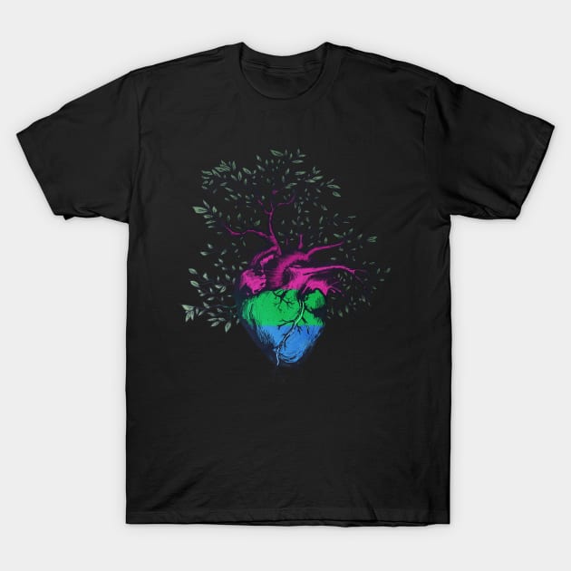 Polysexual Heart Tree of Life T-Shirt by Psitta